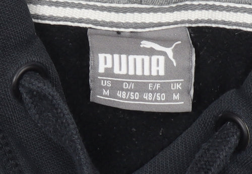 Puma Men's Black Pullover Hoodie M Logo Fleece Sweatshirt