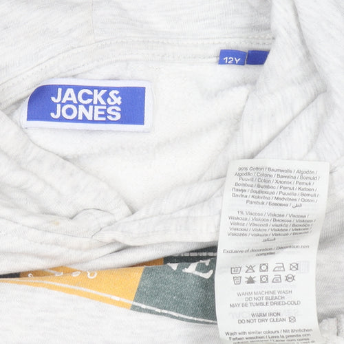 Jack & Jones Boys Grey Pullover Hoodie 12 Years Cotton Blend