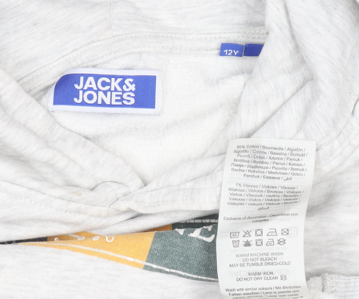 Jack & Jones Boys Grey Pullover Hoodie 12 Years Cotton Blend