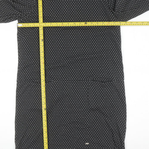 Roman Women’s Black Polka Dot Shift Dress Size 14 3/4 Sleeve Zip Back