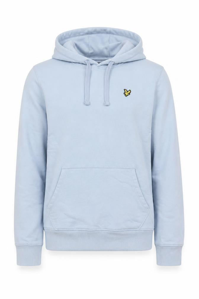 Front view of Lyle & Scott Men's Blue Pullover Hoodie, size M, Regular Fit