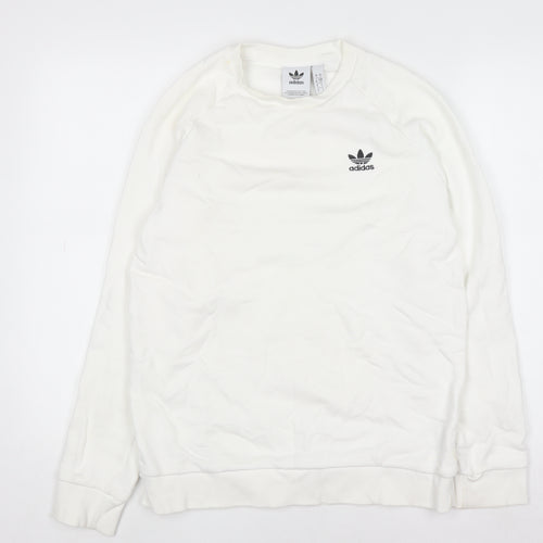 adidas Men’s White Crew Neck Pullover Sweatshirt Size S Regular Fit