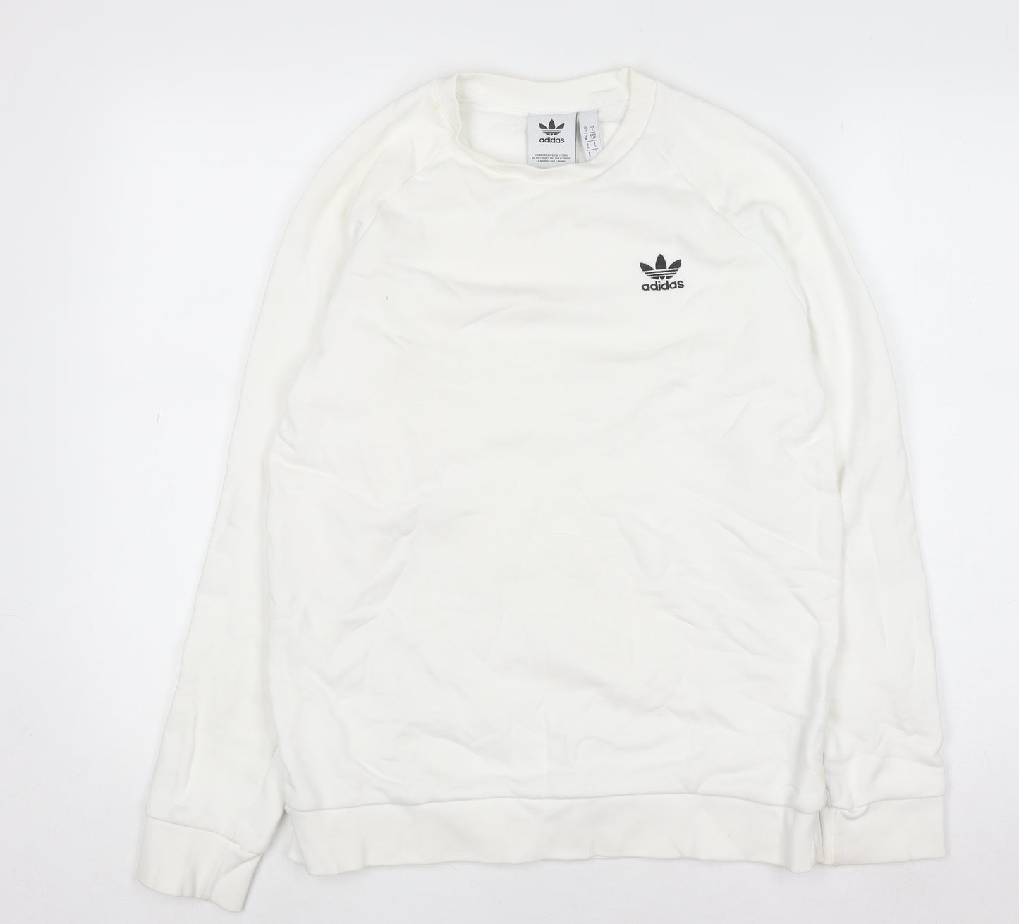 adidas Men’s White Crew Neck Pullover Sweatshirt Size S Regular Fit