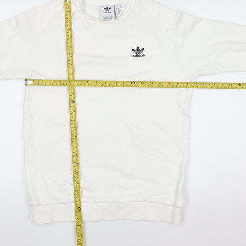 adidas Men’s White Crew Neck Pullover Sweatshirt Size S Regular Fit