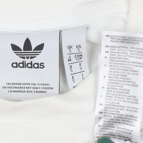 adidas Men’s White Crew Neck Pullover Sweatshirt Size S Regular Fit
