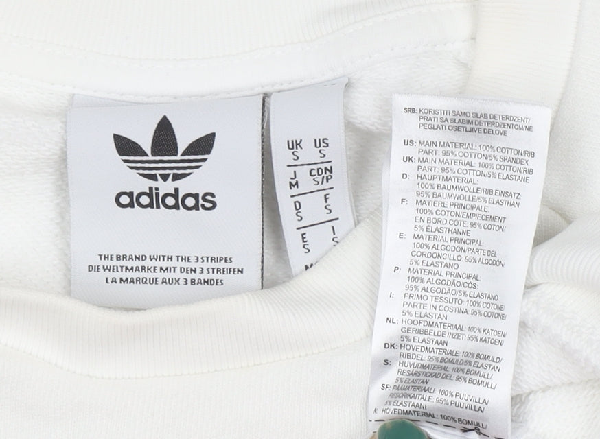 adidas Men’s White Crew Neck Pullover Sweatshirt Size S Regular Fit