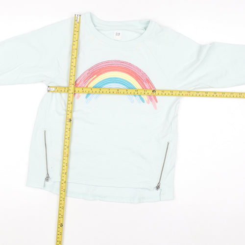 GAP Kids Girls Blue Rainbow Sweatshirt XL 12-13 Years Cotton Blend Zip Detail