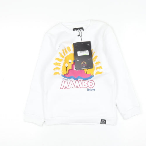 Cafe Mambo Ibiza Girls White Graphic Pullover Sweatshirt 8 Years