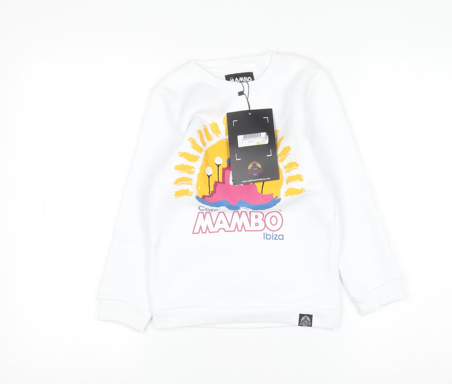 Cafe Mambo Ibiza Girls White Graphic Pullover Sweatshirt 8 Years