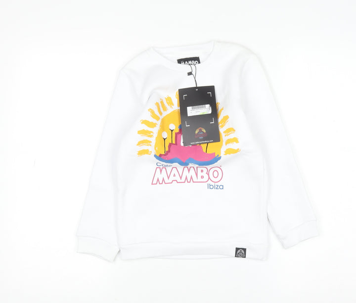 Cafe Mambo Ibiza Girls White Graphic Pullover Sweatshirt 8 Years