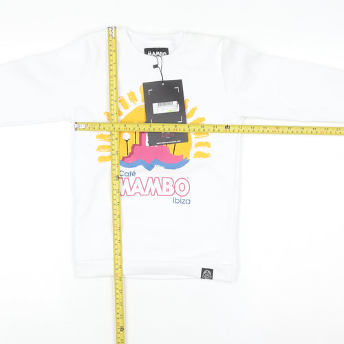 Cafe Mambo Ibiza Girls White Graphic Pullover Sweatshirt 8 Years