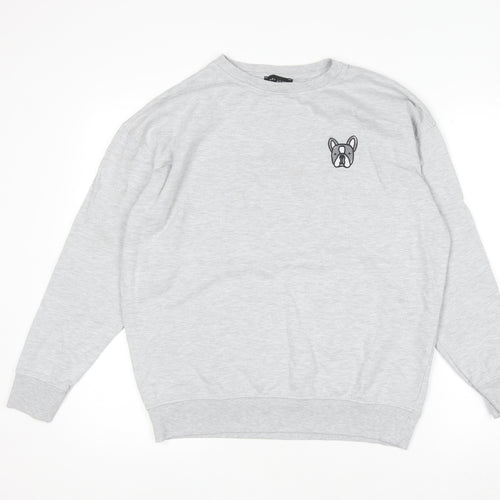 New Look Women's Grey Cotton Blend Pullover Sweatshirt S