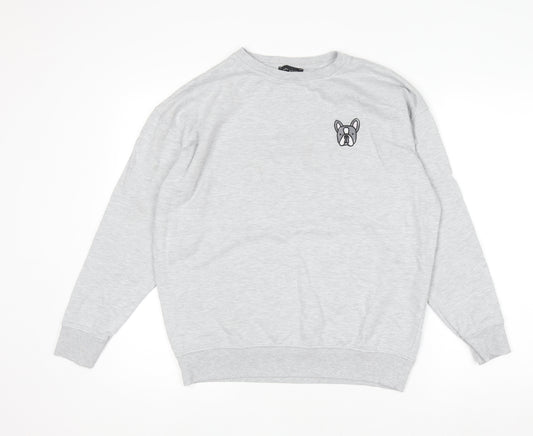 New Look Women's Grey Cotton Blend Pullover Sweatshirt S