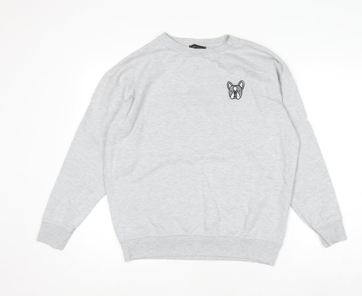 New Look Women's Grey Cotton Blend Pullover Sweatshirt S