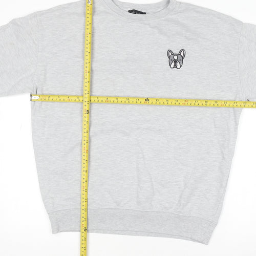 New Look Women's Grey Cotton Blend Pullover Sweatshirt S