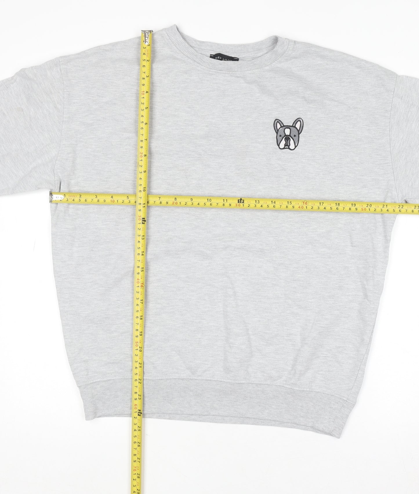 New Look Women's Grey Cotton Blend Pullover Sweatshirt S