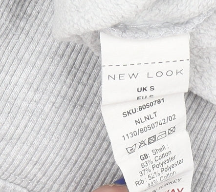 New Look Women's Grey Cotton Blend Pullover Sweatshirt S