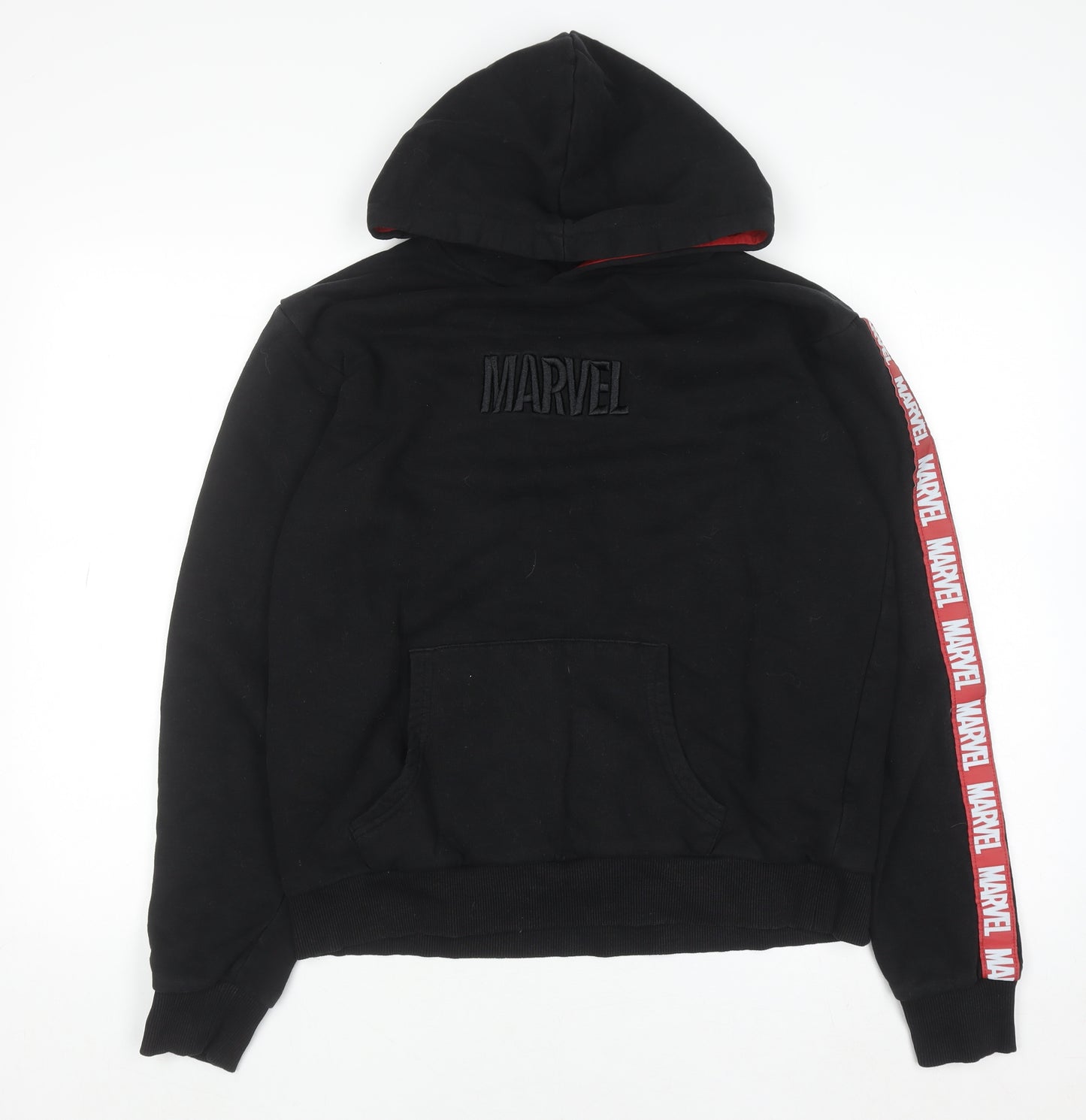 Marvel Men's Black Pullover Hoodie Size M Fleece Logo Sweatshirt