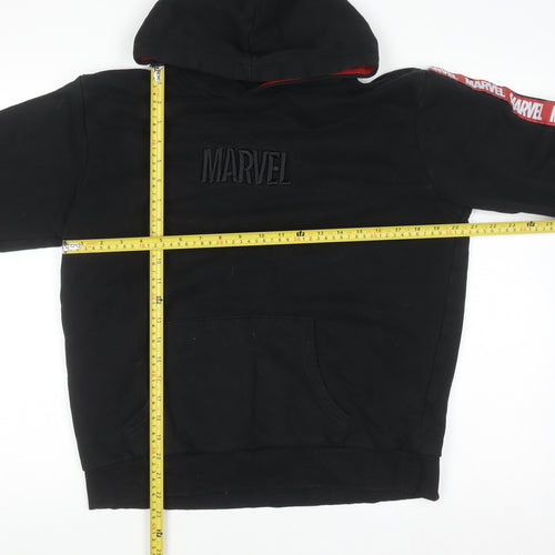 Marvel Men's Black Pullover Hoodie Size M Fleece Logo Sweatshirt