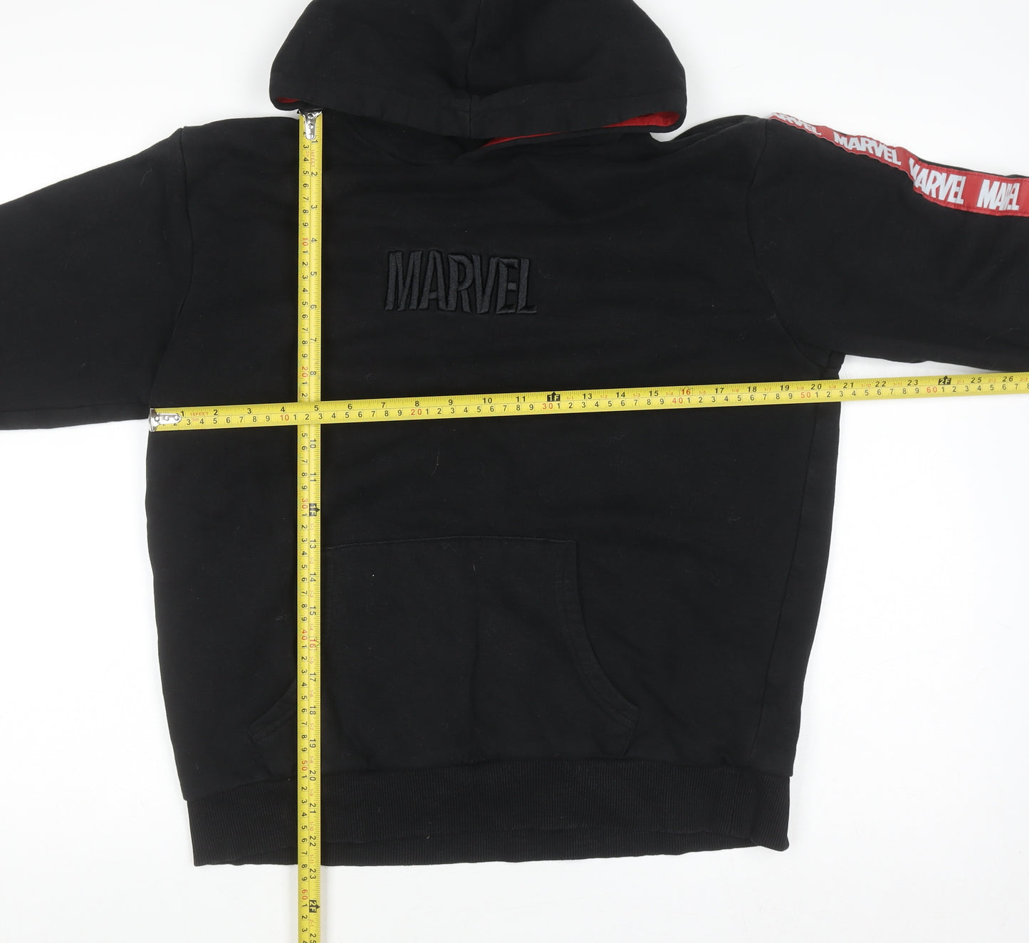 Marvel Men's Black Pullover Hoodie Size M Fleece Logo Sweatshirt