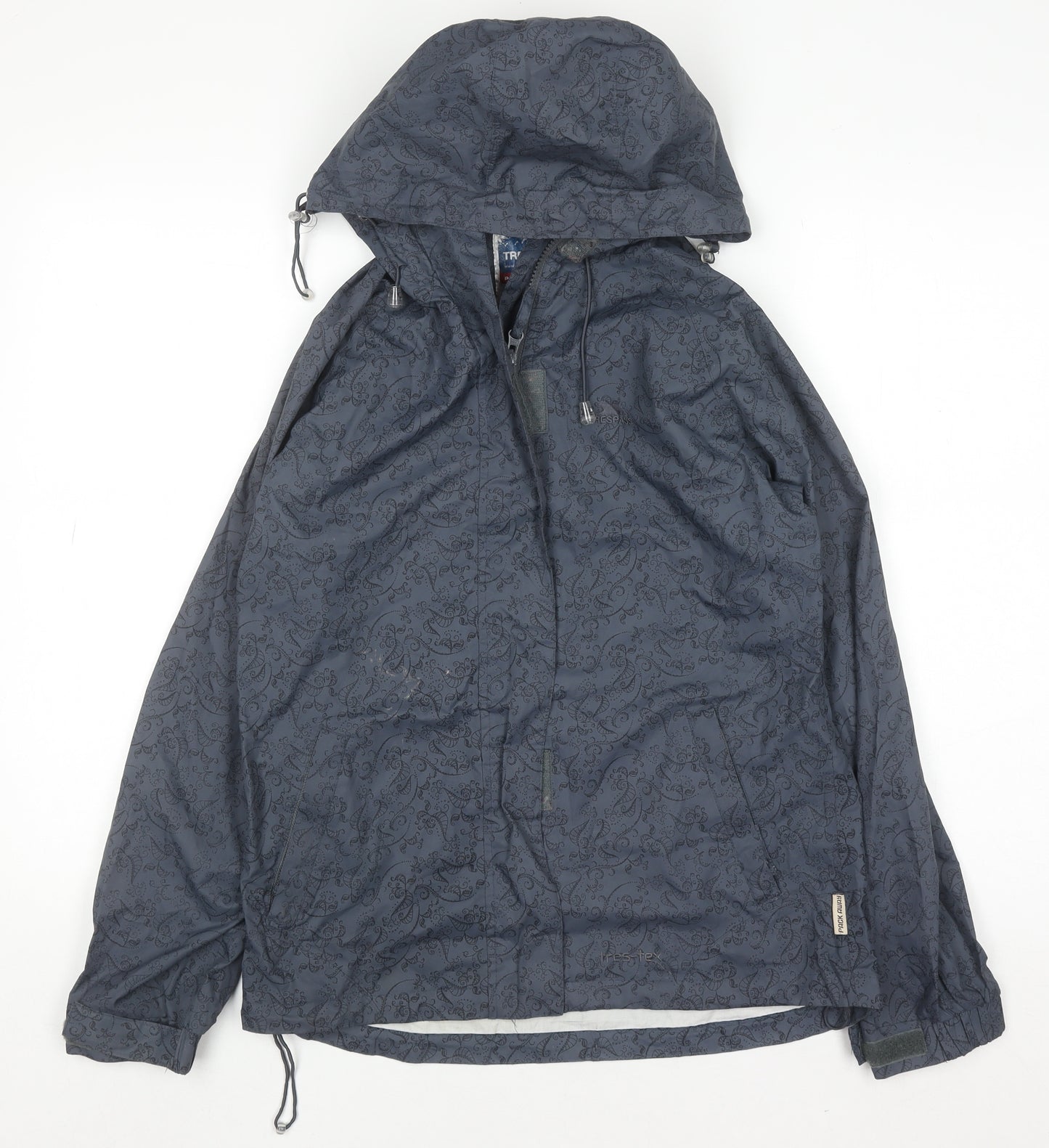 Trespass Womens Grey Waterproof Hooded Rain Coat XS