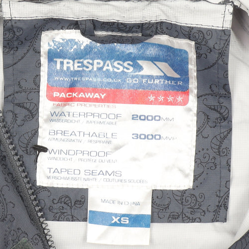 Trespass Womens Grey Waterproof Hooded Rain Coat XS