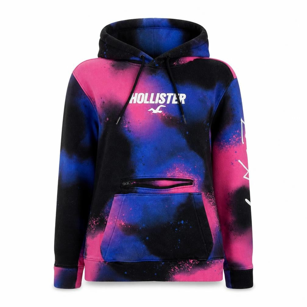 Front view of Hollister women’s xs multicoloured pullover hoodie with graphic print