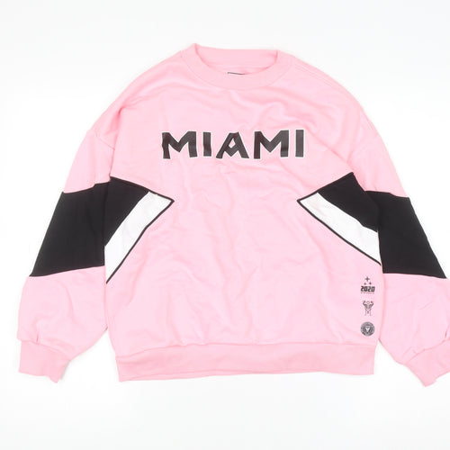 Marks and Spencer Girls Pink Miami Graphic Pullover Sweatshirt 10-11 Years