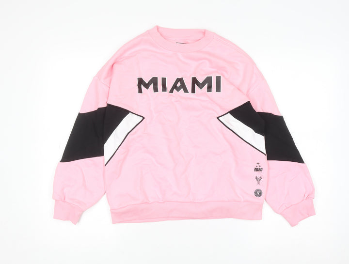 Marks and Spencer Girls Pink Miami Graphic Pullover Sweatshirt 10-11 Years