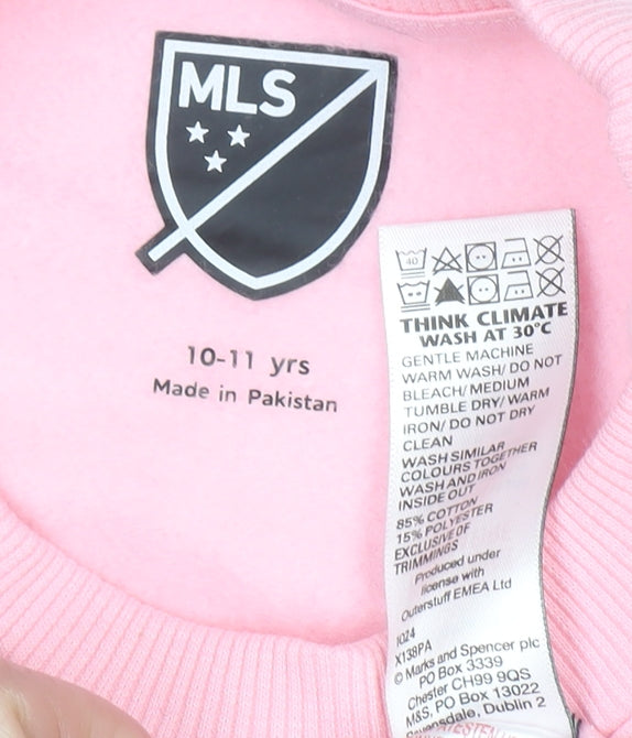 Marks and Spencer Girls Pink Miami Graphic Pullover Sweatshirt 10-11 Years