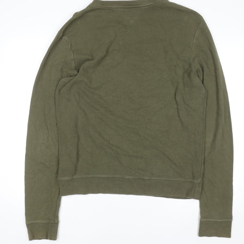 Tommy Hilfiger Men's Green Logo Crew Neck Pullover Sweatshirt L