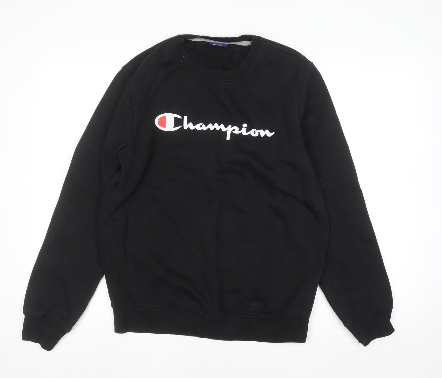 Champion Men's Black Medium Pullover Sweatshirt Logo Crew Neck