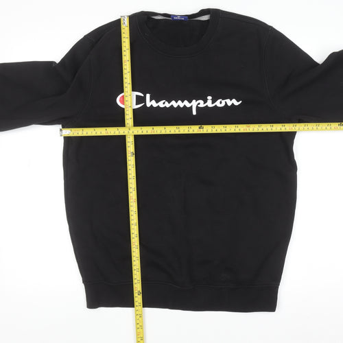 Champion Men's Black Medium Pullover Sweatshirt Logo Crew Neck