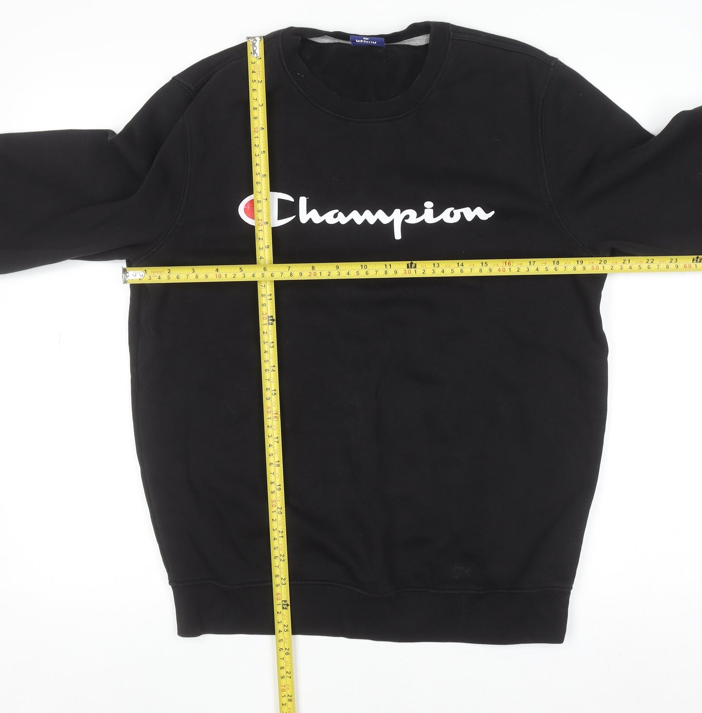 Champion Men's Black Medium Pullover Sweatshirt Logo Crew Neck