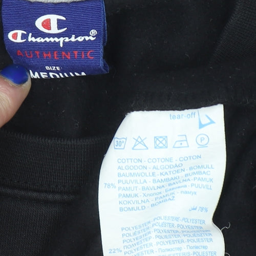Champion Men's Black Medium Pullover Sweatshirt Logo Crew Neck