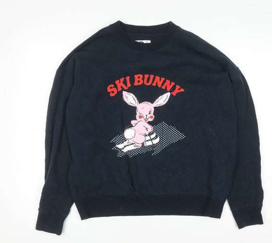 St. Bert’s Women’s Black Ski Bunny Sweatshirt Size S Cotton Pullover