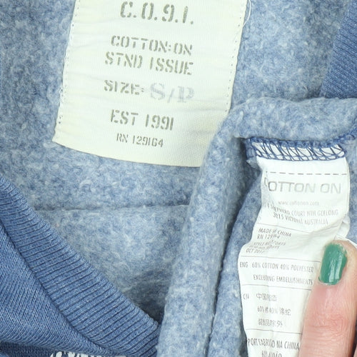 Cotton On Women Blue Pullover Sweatshirt Small 'Lucky' Logo