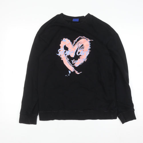 Street Fashion Women's Black Heart Graphic Pullover Sweatshirt M