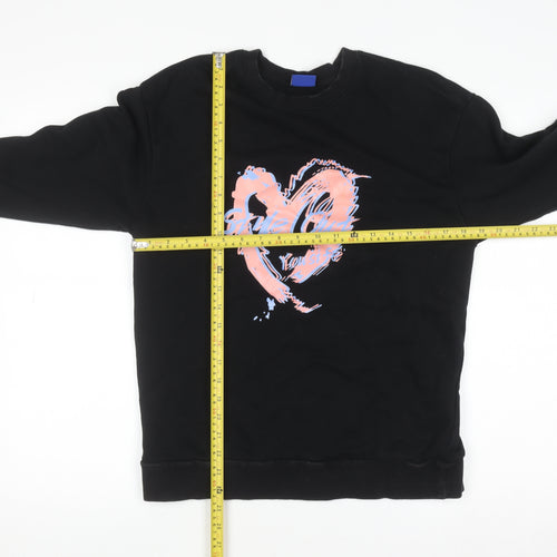 Street Fashion Women's Black Heart Graphic Pullover Sweatshirt M