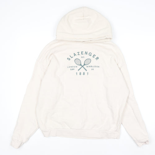 Slazenger Women's Beige Pullover Hoodie UK 10 Medium Graphic Print