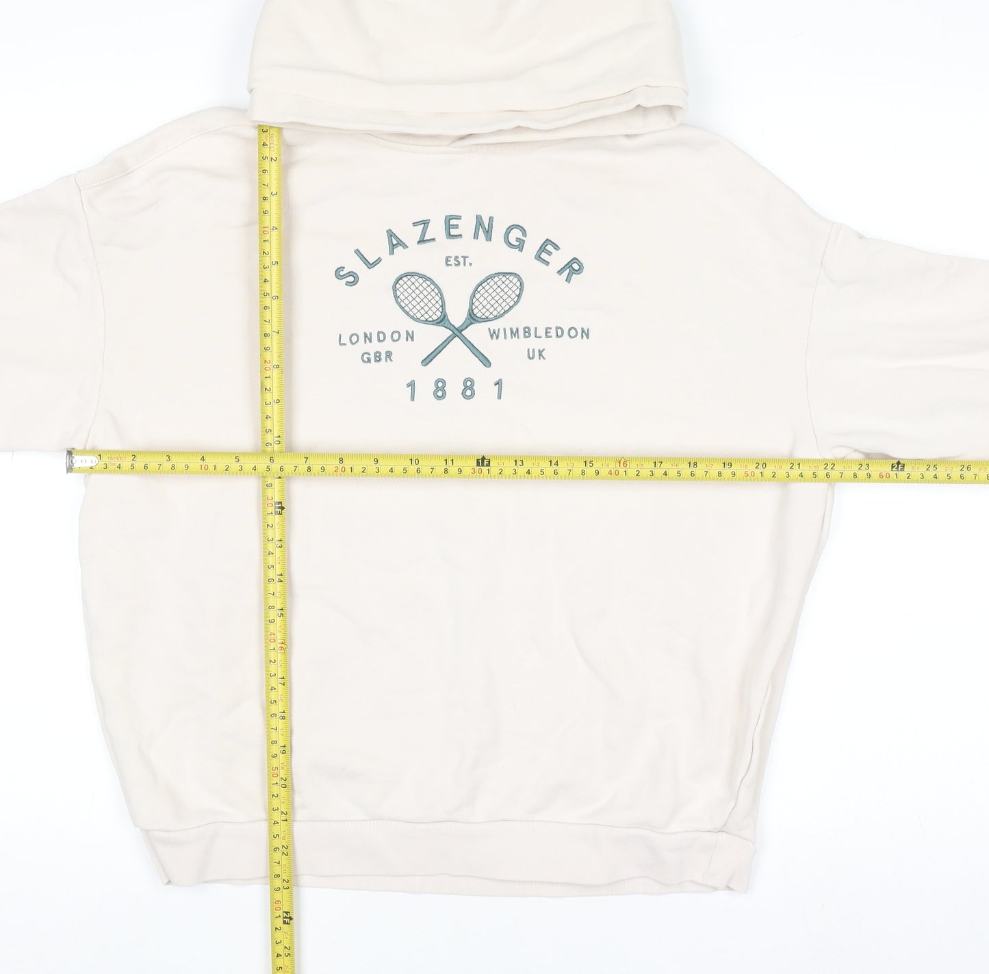 Slazenger Women's Beige Pullover Hoodie UK 10 Medium Graphic Print