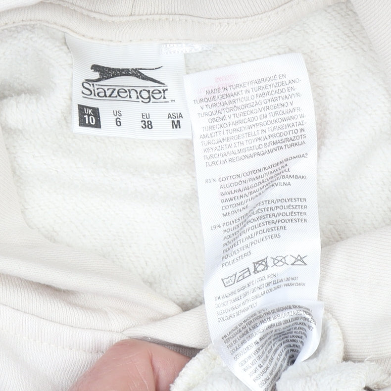 Slazenger Women's Beige Pullover Hoodie UK 10 Medium Graphic Print