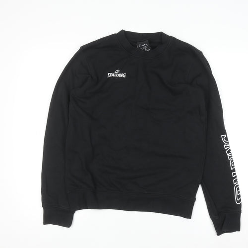 Spalding Boys Black 13-14 Years Pullover Sweatshirt Crew Neck Long Sleeve