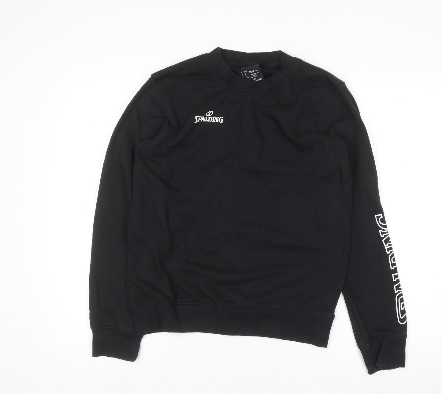 Spalding Boys Black 13-14 Years Pullover Sweatshirt Crew Neck Long Sleeve