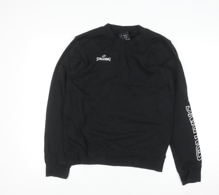 Spalding Boys Black 13-14 Years Pullover Sweatshirt Crew Neck Long Sleeve