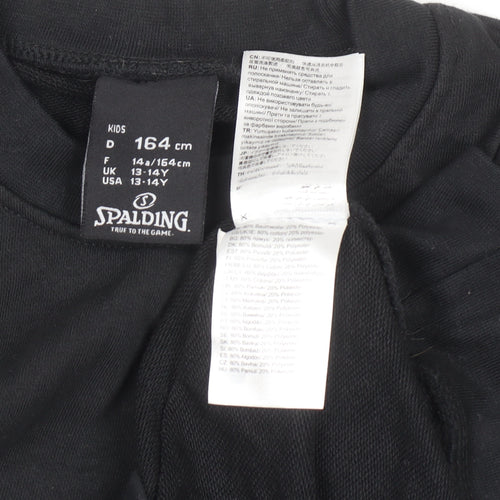 Spalding Boys Black 13-14 Years Pullover Sweatshirt Crew Neck Long Sleeve