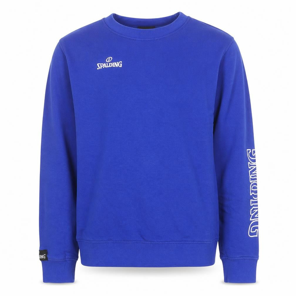 Front view of Spalding boys’ blue crew neck sweatshirt 13-14 years cotton blend