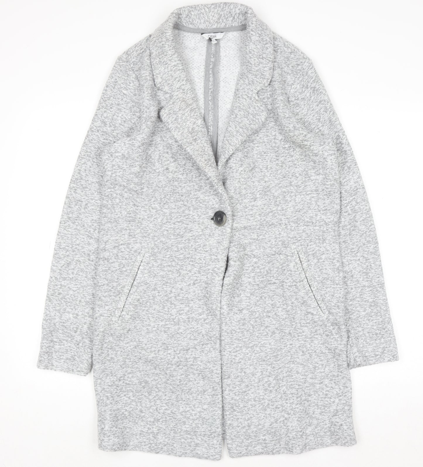 Next Women Grey Long Sleeve Collared Cardigan Size 10