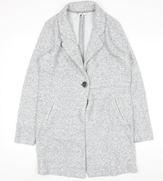 Next Women Grey Long Sleeve Collared Cardigan Size 10