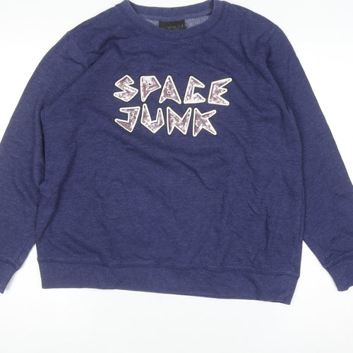 Cotton On Womens Blue Space Junk Pullover Sweatshirt Size M